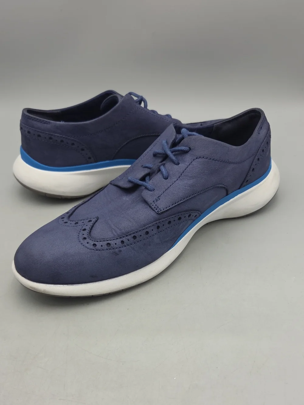 Cole Haan Grand Troy Wingtip Oxford Marine Blue White C33766 Mens Size 8 M